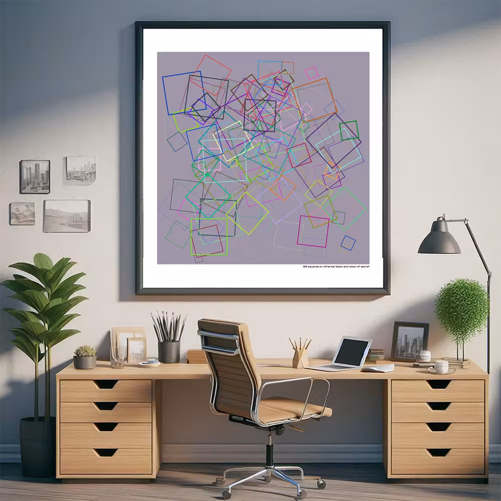 126 squares on ethereal black and moon of secret in room setting