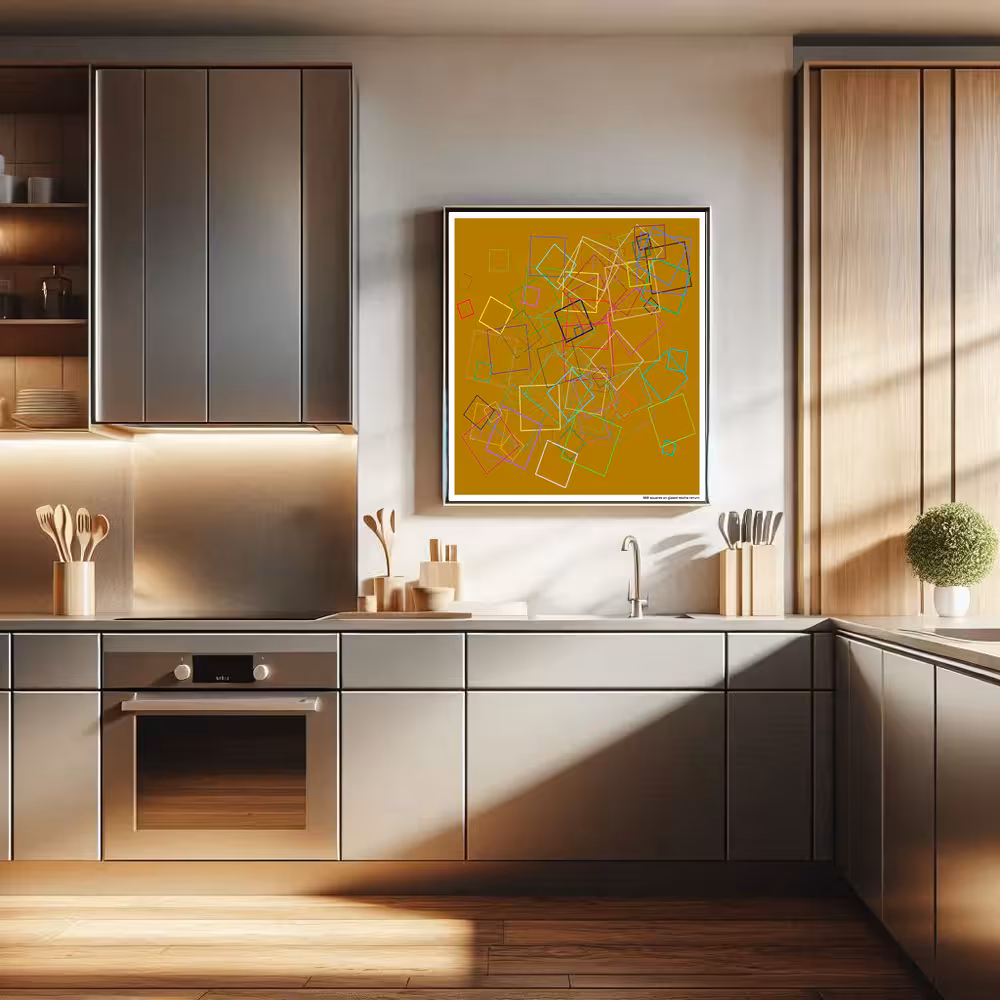 100 squares on glazed mocha return in room setting