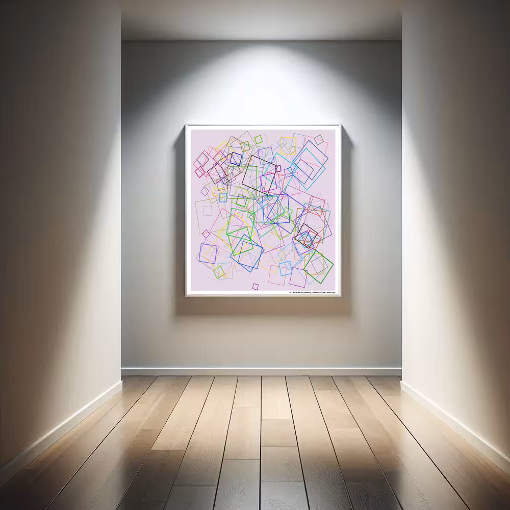 157 squares on gleaming rose and frozen amethyst in room setting