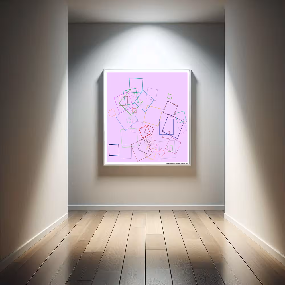 46 squares on ink of glazed rose and lime in room setting