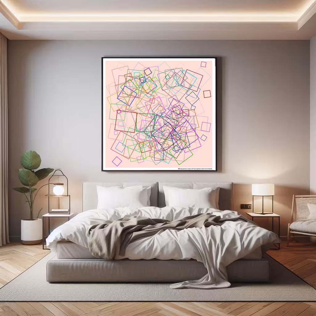 188 squares on spire of burnished rose and shadow in room setting