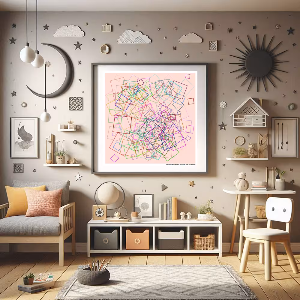 188 squares on spire of burnished rose and shadow in room setting