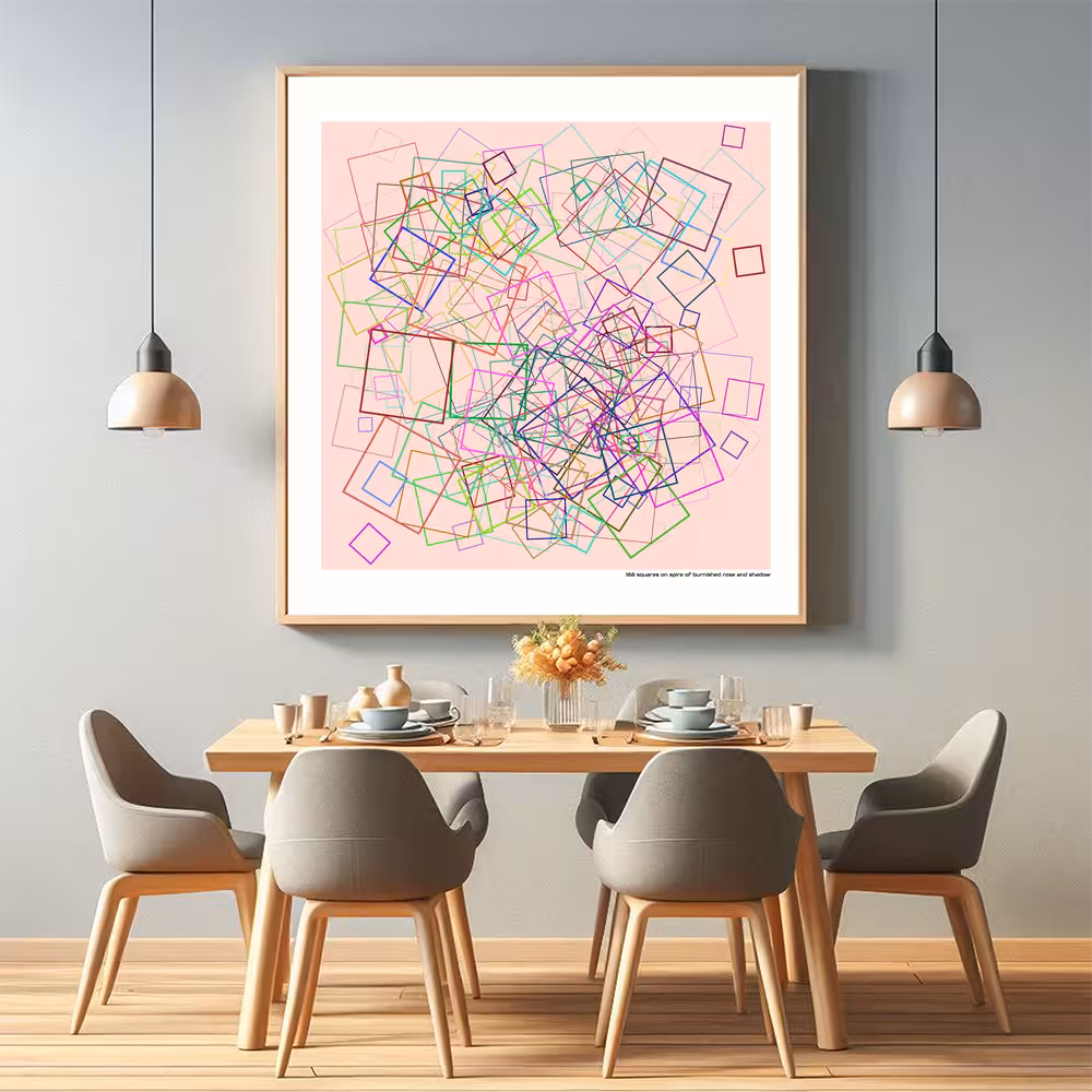 188 squares on spire of burnished rose and shadow in room setting