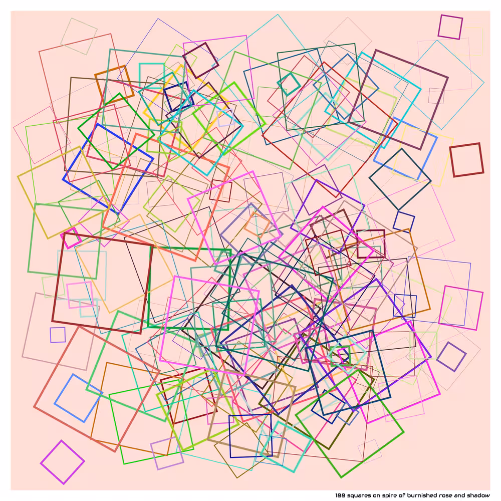 188 squares on spire of burnished rose and shadow