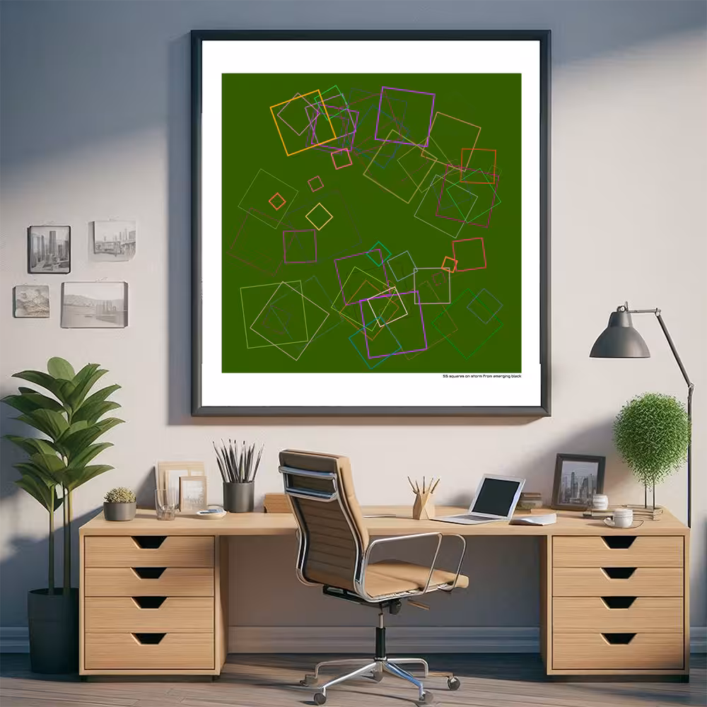 55 squares on storm from emerging black in room setting