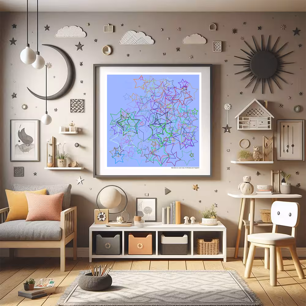 152 stars on vivid rose of stillness and fragment in room setting