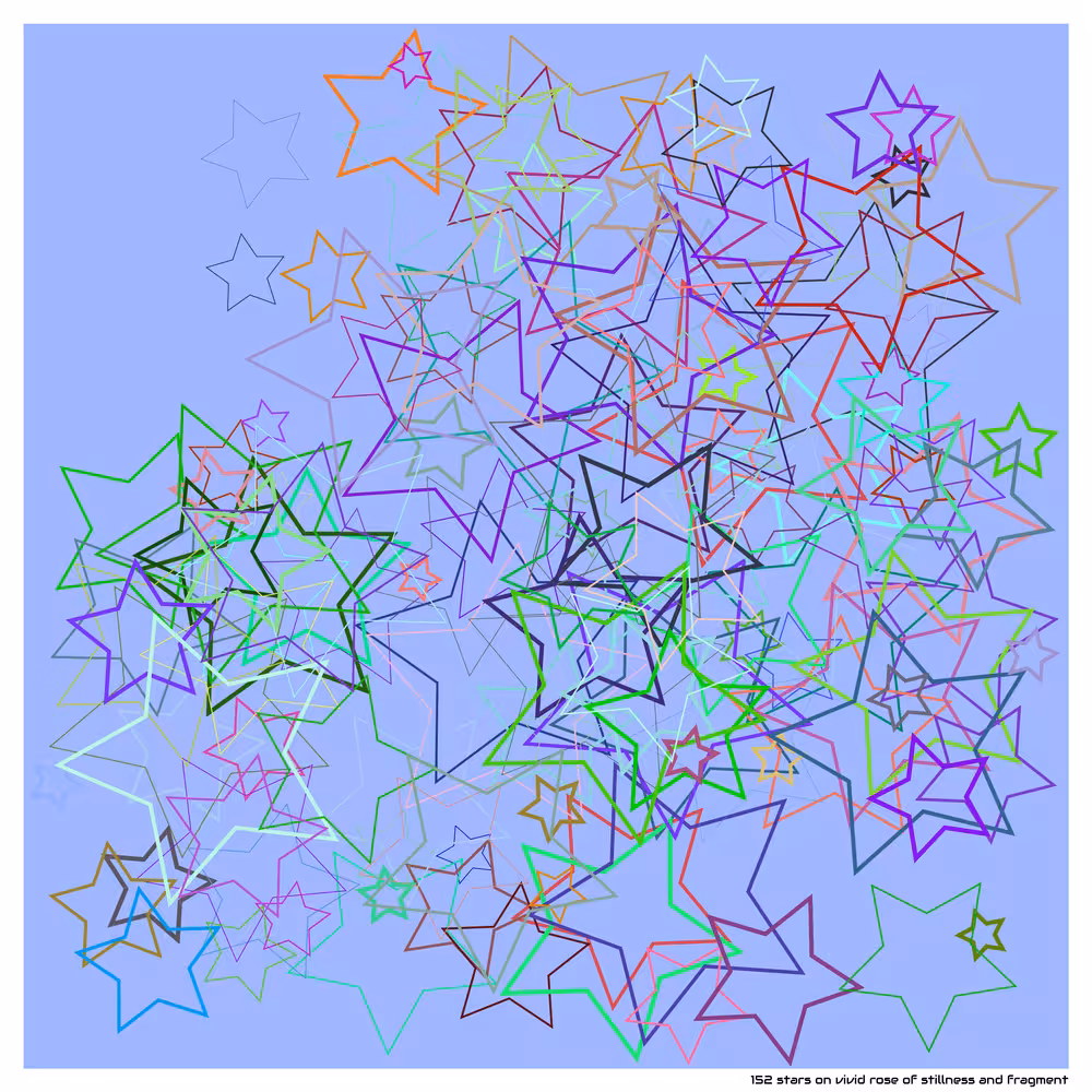 152 stars on vivid rose of stillness and fragment