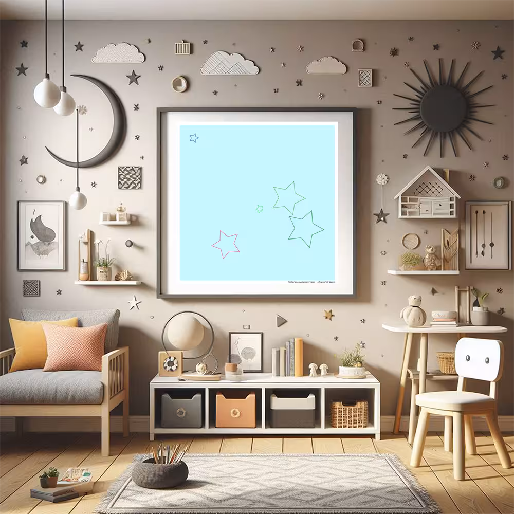 5 stars on opalescent rose — a tremor of gleam in room setting