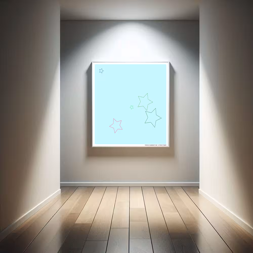 5 stars on opalescent rose — a tremor of gleam in room setting