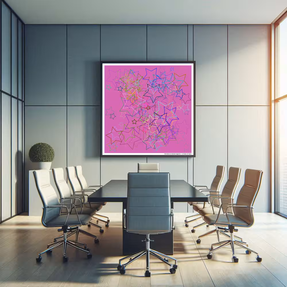 142 stars on stained magenta — a tremor of dawn in room setting