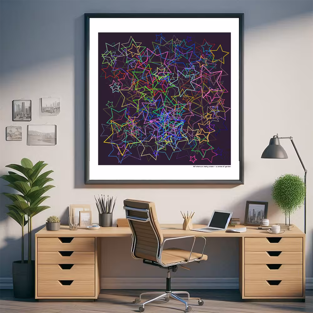 187 stars on misty cream — a verse of garden in room setting