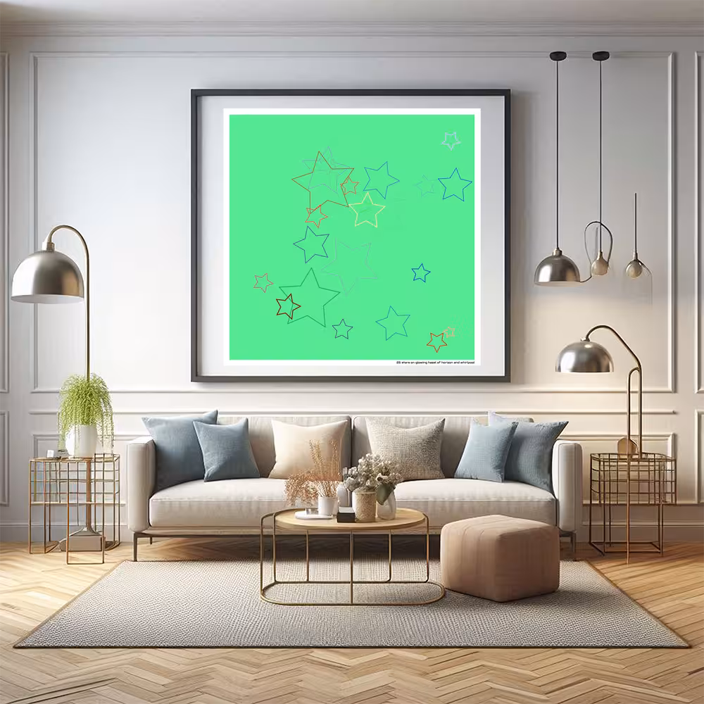 25 stars on glowing hazel of horizon and whirlpool in room setting