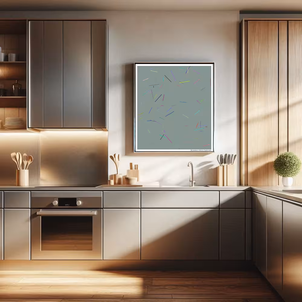 105 swooshes on reflection of golden smoke in room setting