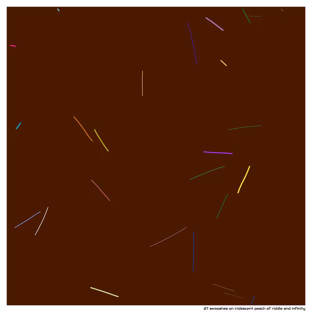 27 swooshes on iridescent peach of riddle and infinity