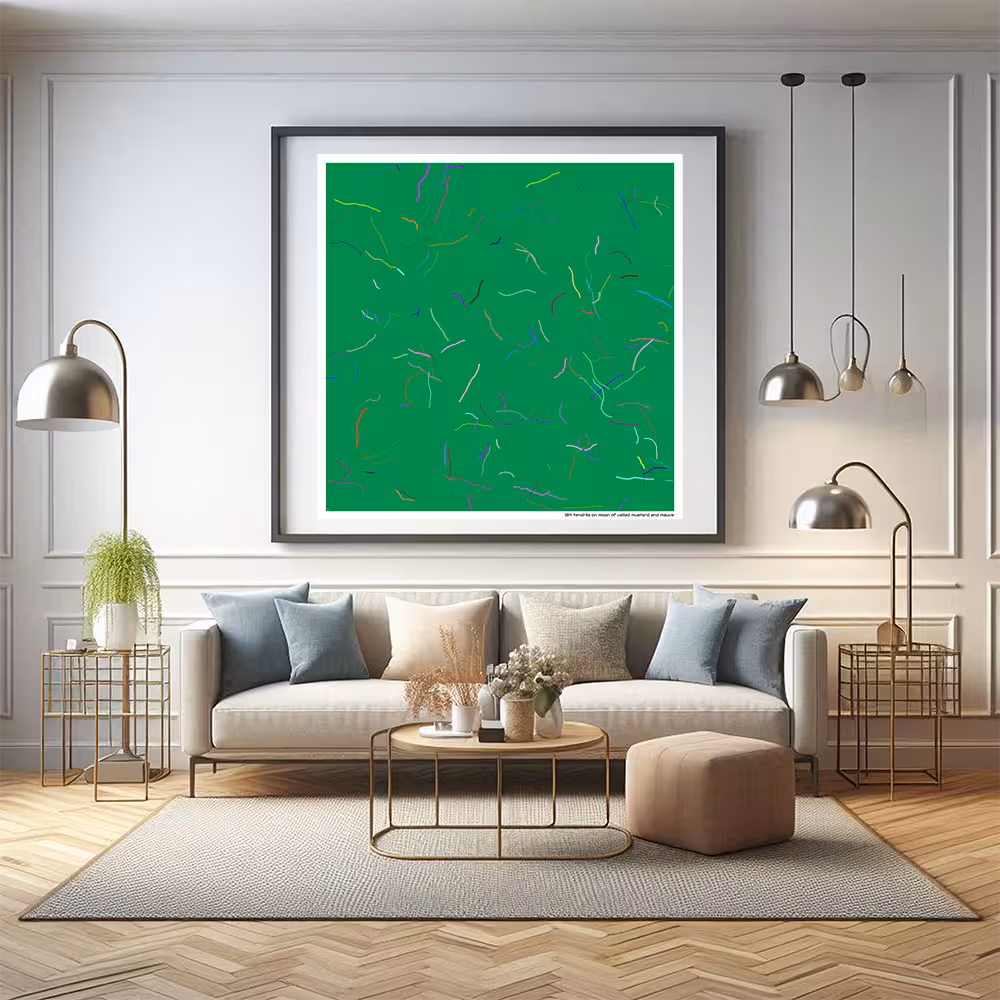 184 tendrils on moon of veiled mustard and mauve in room setting