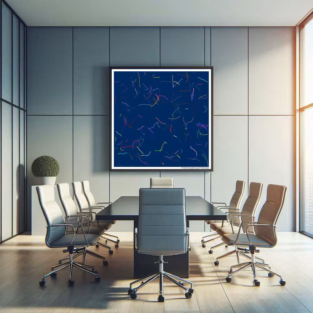 179 tendrils on glazed navy and frosted space in room setting