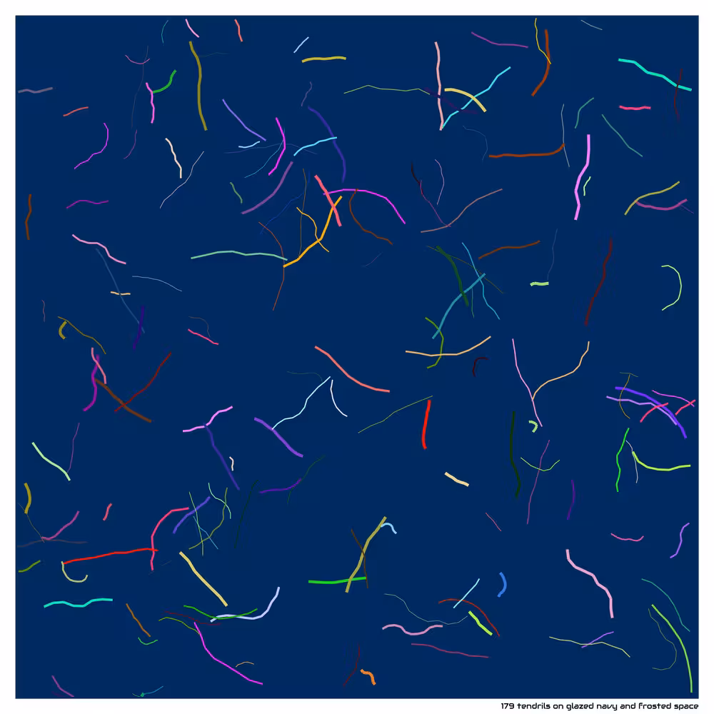 179 tendrils on glazed navy and frosted space