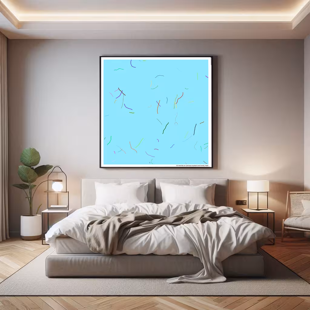 61 tendrils on luminous mustard and lonely hazel in room setting