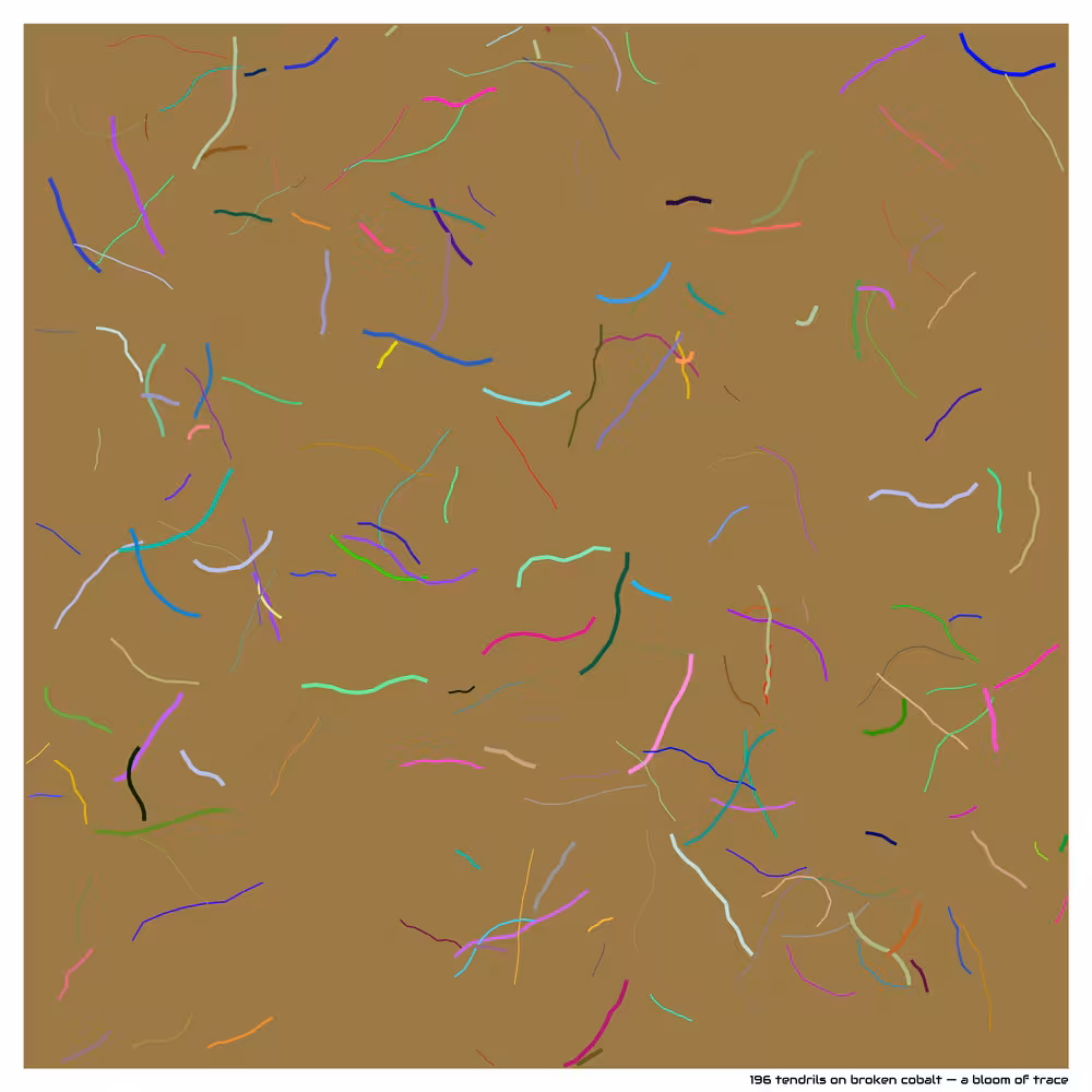 196 tendrils on broken cobalt — a bloom of trace