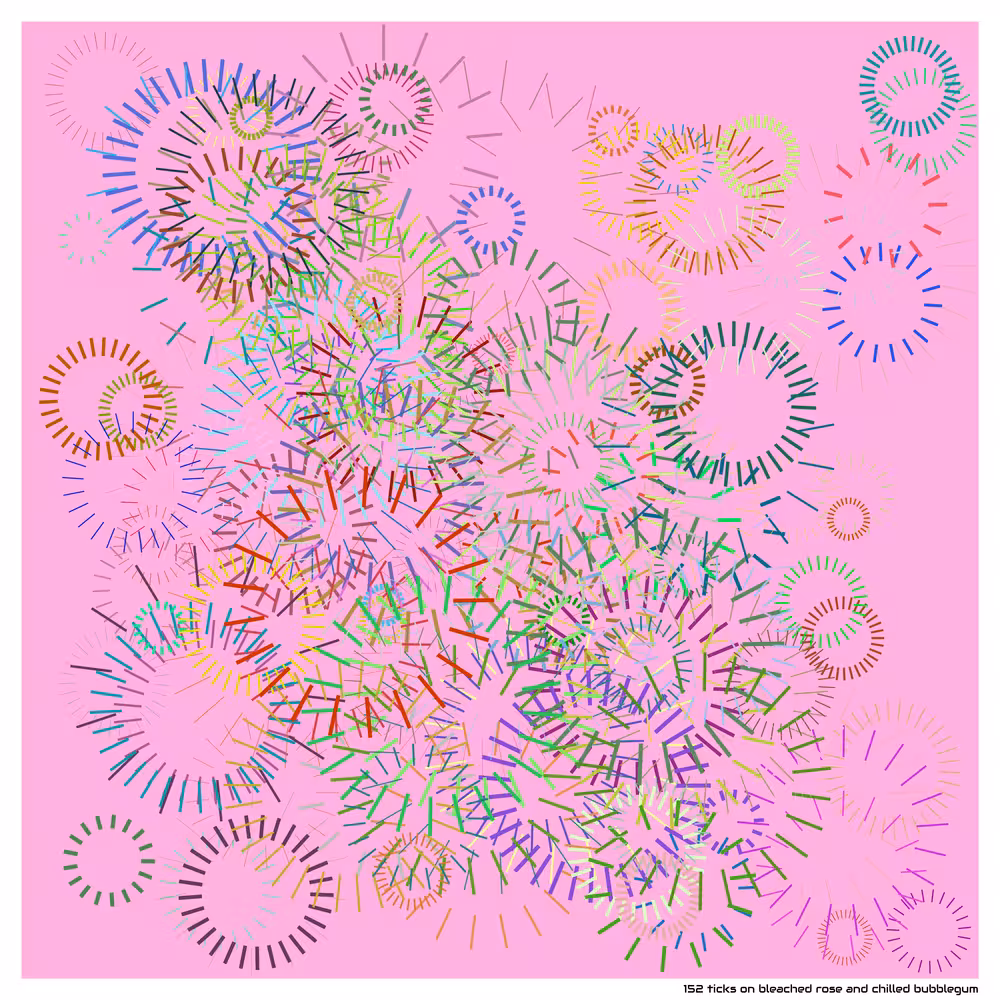 152 ticks on bleached rose and chilled bubblegum