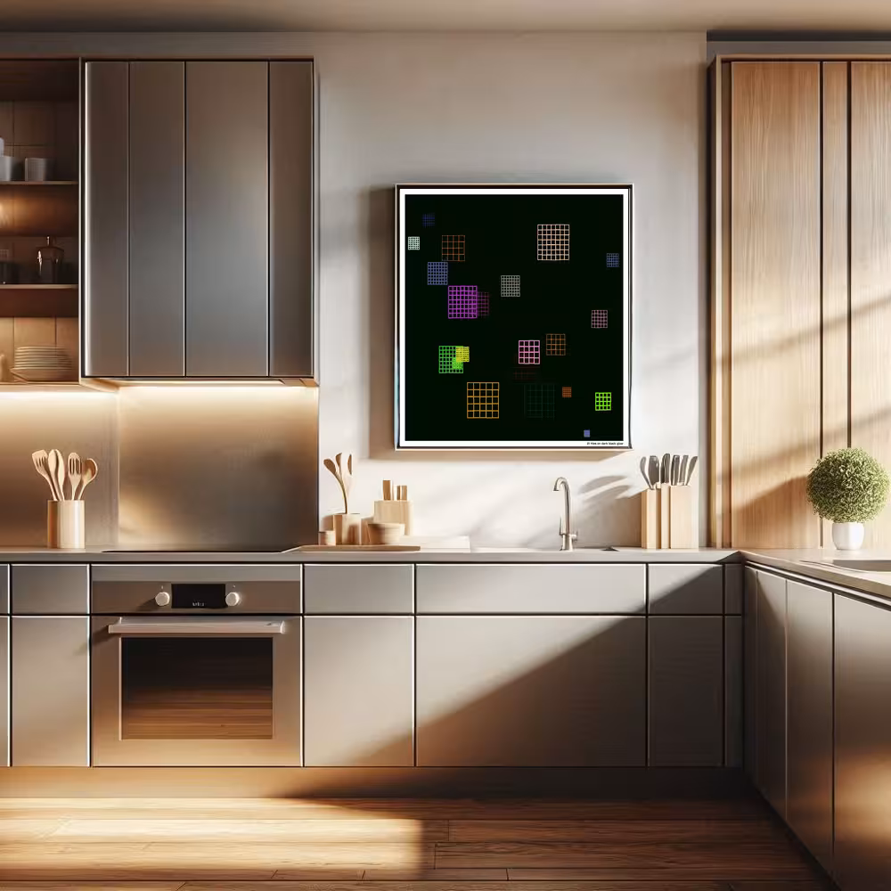 21 tiles on dark black glow in room setting