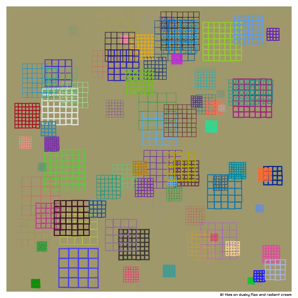 81 tiles on dusky flax and radiant cream