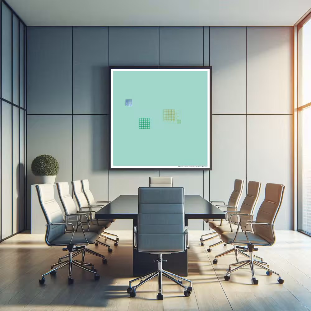 5 tiles on velvety mustard and feather of horizon in room setting