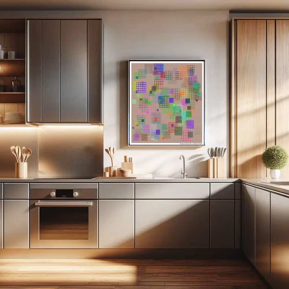 151 tiles on luminous coral — a reflection of temple in room setting