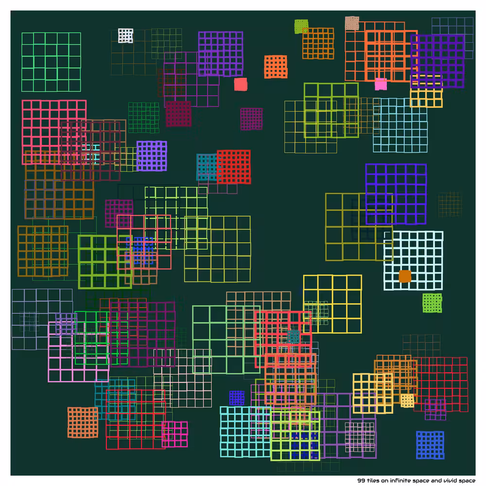 99 tiles on infinite space and vivid space