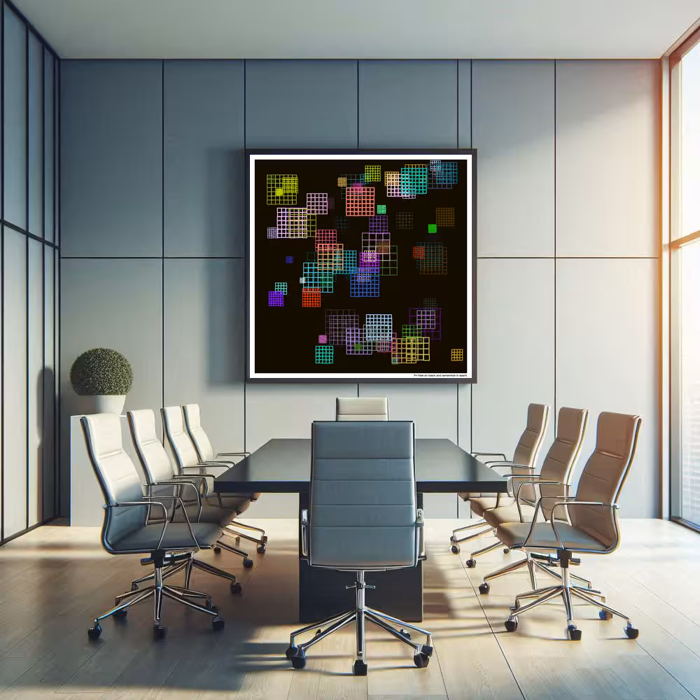 74 tiles on black and periwinkle in spark in room setting