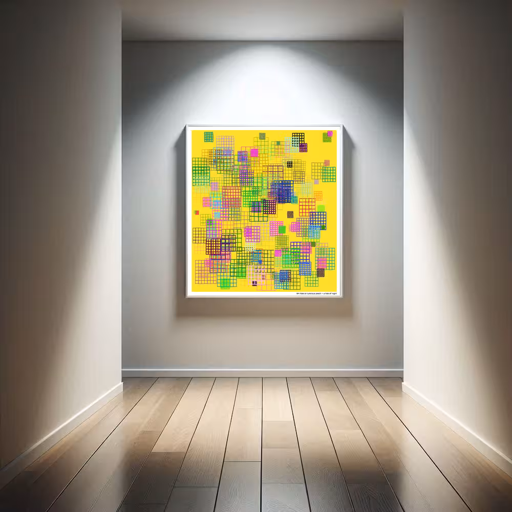 194 tiles on luminous peach — a tide of night in room setting