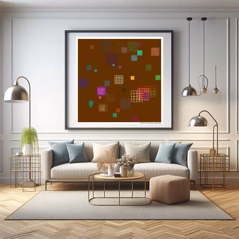 43 tiles on myth dancing on mystic sepia in room setting