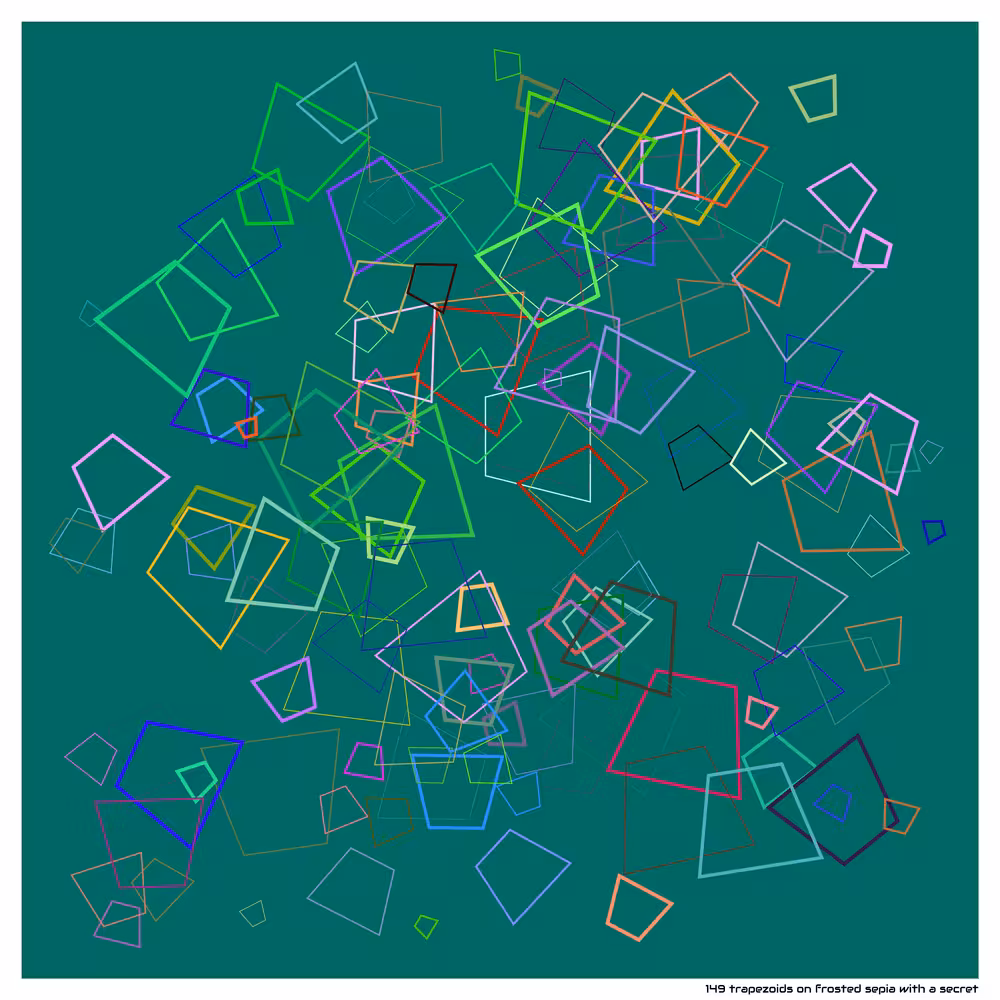 149 trapezoids on frosted sepia with a secret