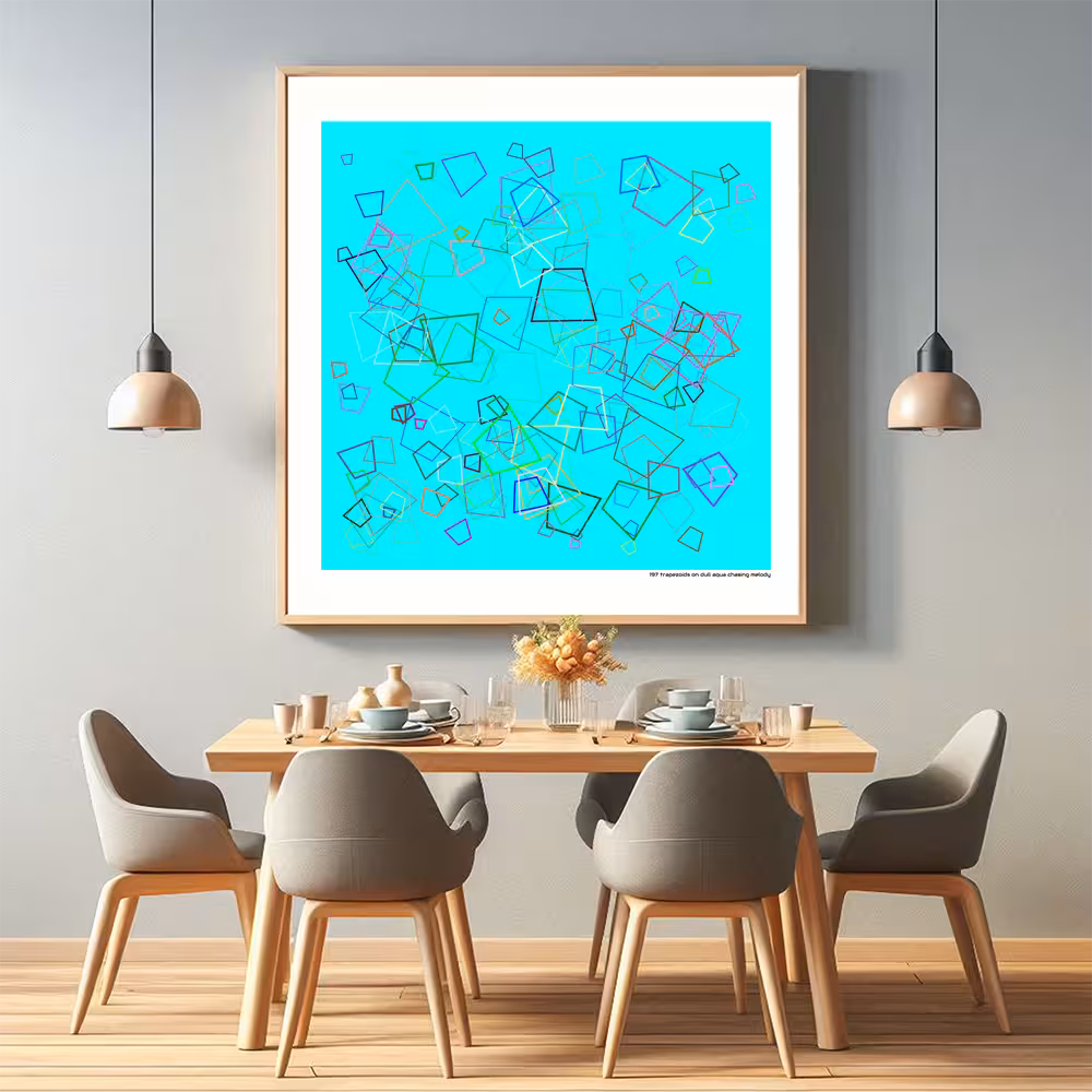 197 trapezoids on dull aqua chasing melody in room setting