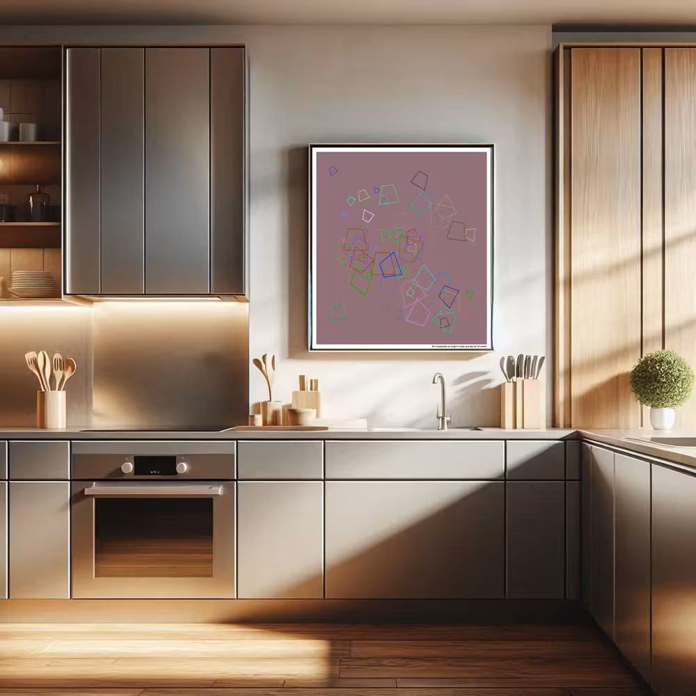 64 trapezoids on bright cream and secret of comet in room setting