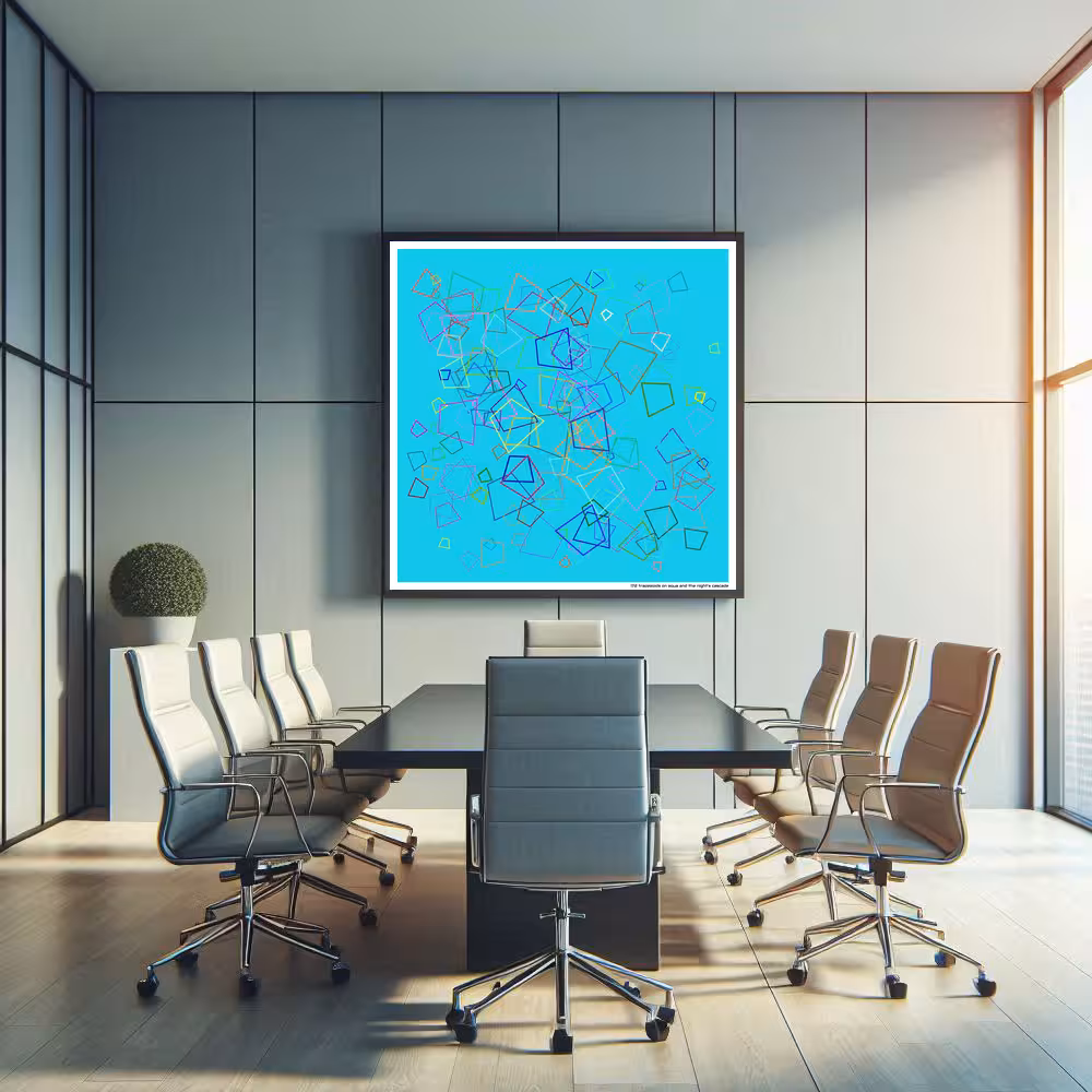 172 trapezoids on aqua and the night's cascade in room setting