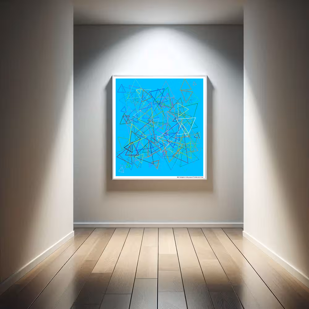 188 triangles on misty aqua of breeze and ritual in room setting