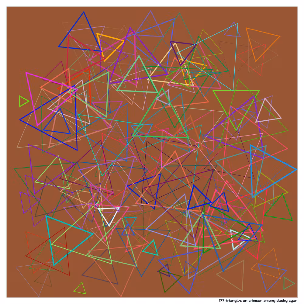 177 triangles on crimson among dusky cyan