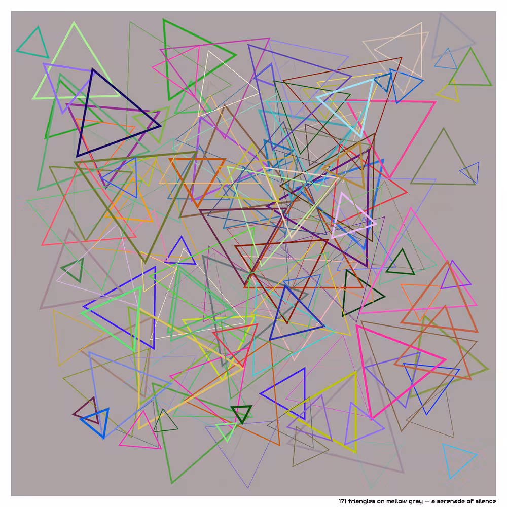 171 triangles on mellow gray — a serenade of silence