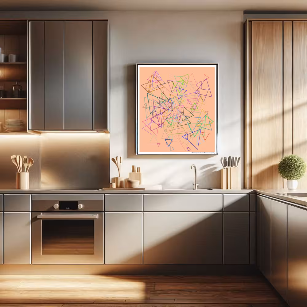 126 triangles on rich mint of wound and tapestry in room setting