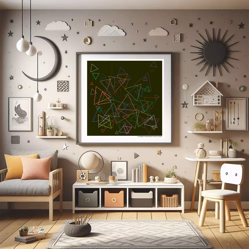 75 triangles on dancing pewter and spire of whisper in room setting