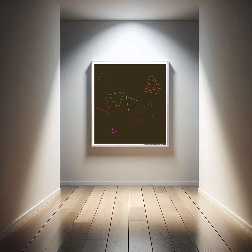 13 triangles on hollow white and feather of cascade in room setting