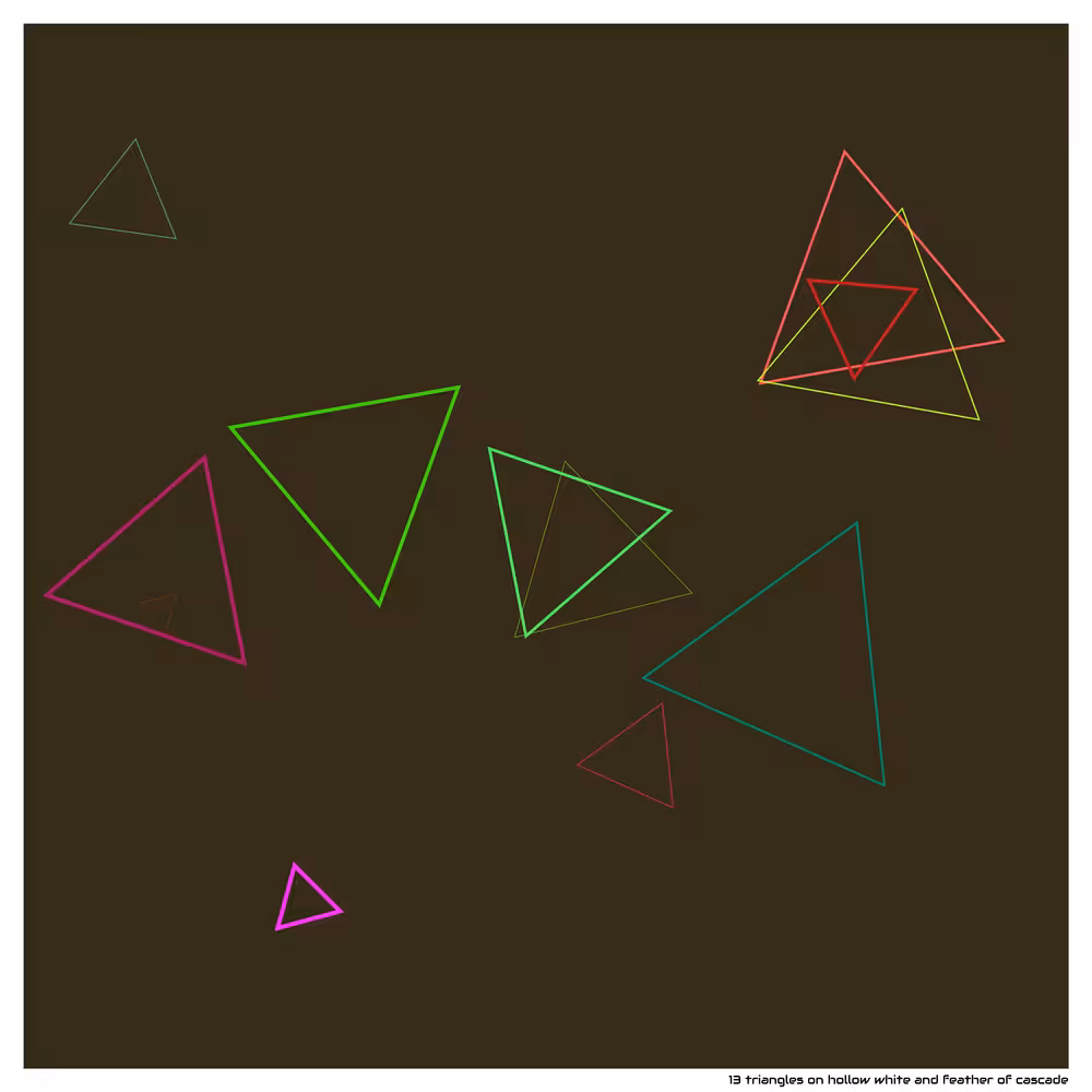 13 triangles on hollow white and feather of cascade