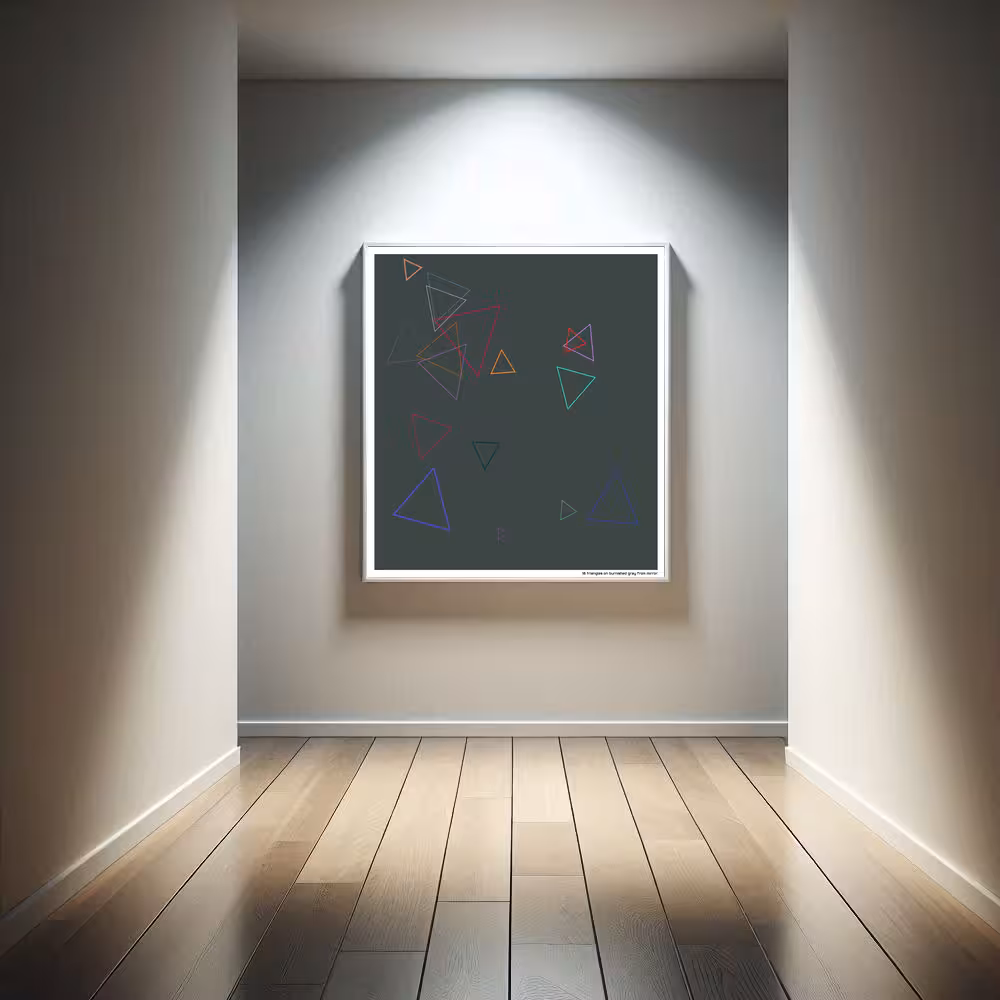 18 triangles on burnished gray from mirror in room setting