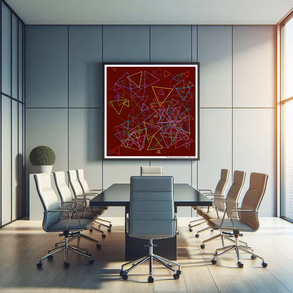 146 triangles on glowing periwinkle — a waltz of drop in room setting