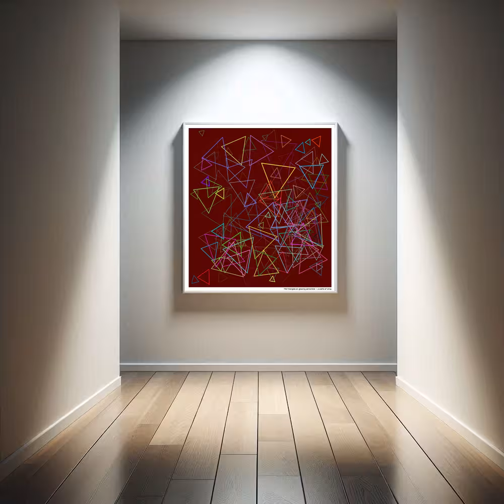 146 triangles on glowing periwinkle — a waltz of drop in room setting