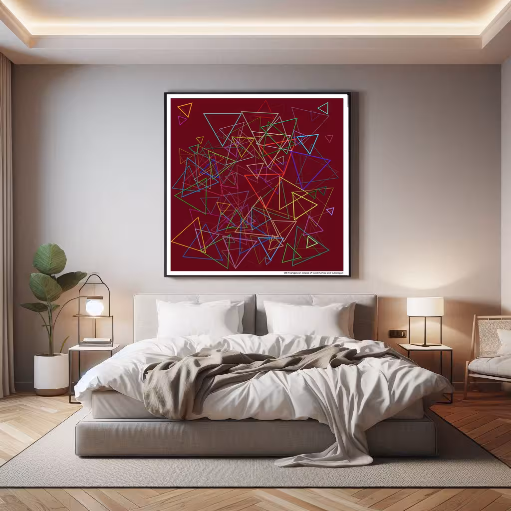 129 triangles on eclipse of lucid fuchsia and bubblegum in room setting