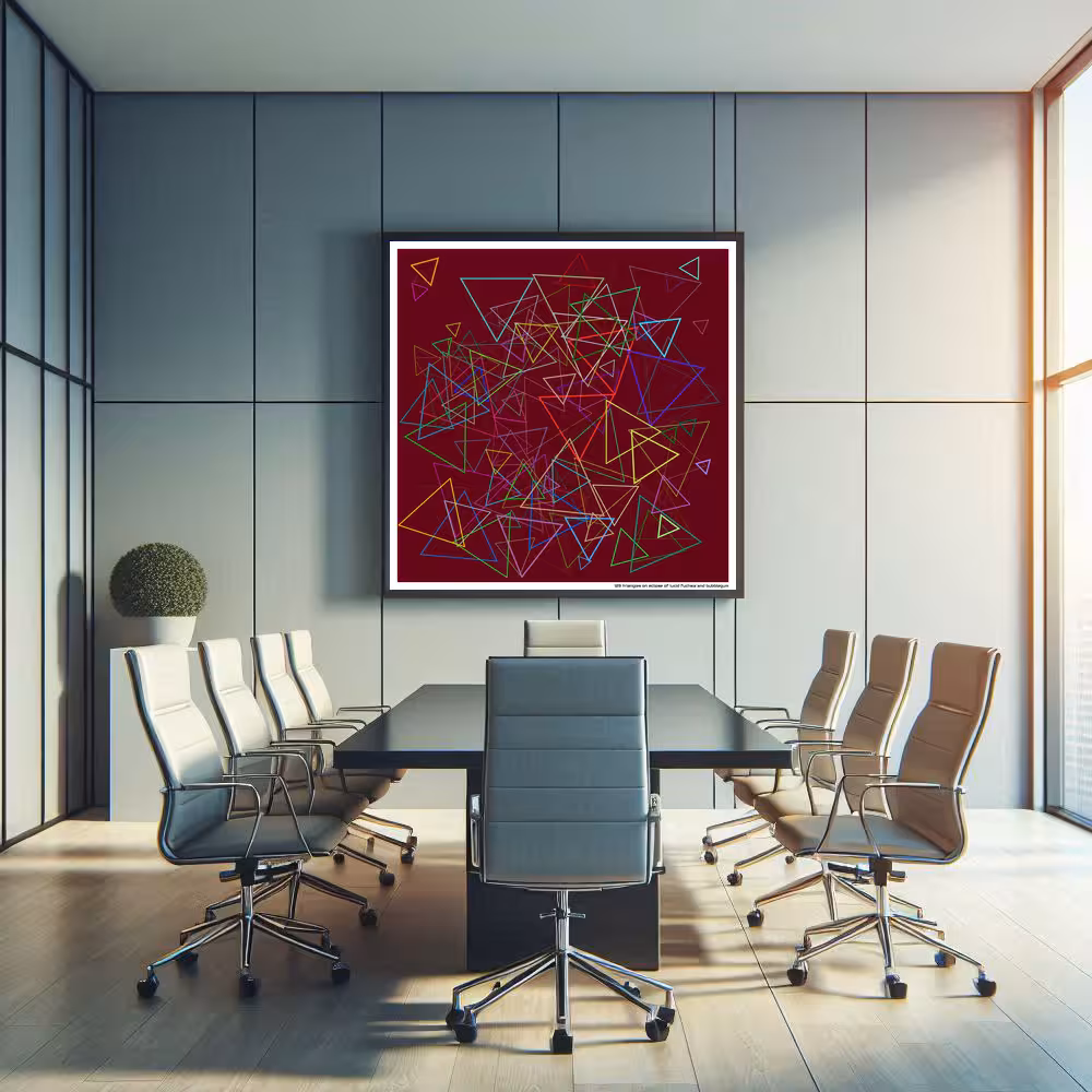 129 triangles on eclipse of lucid fuchsia and bubblegum in room setting