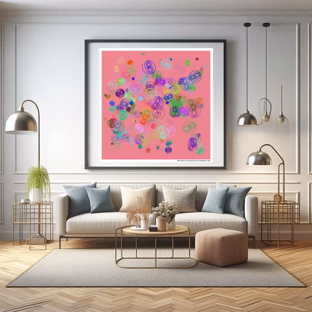 186 twists on emerging plum and opalescent mist in room setting