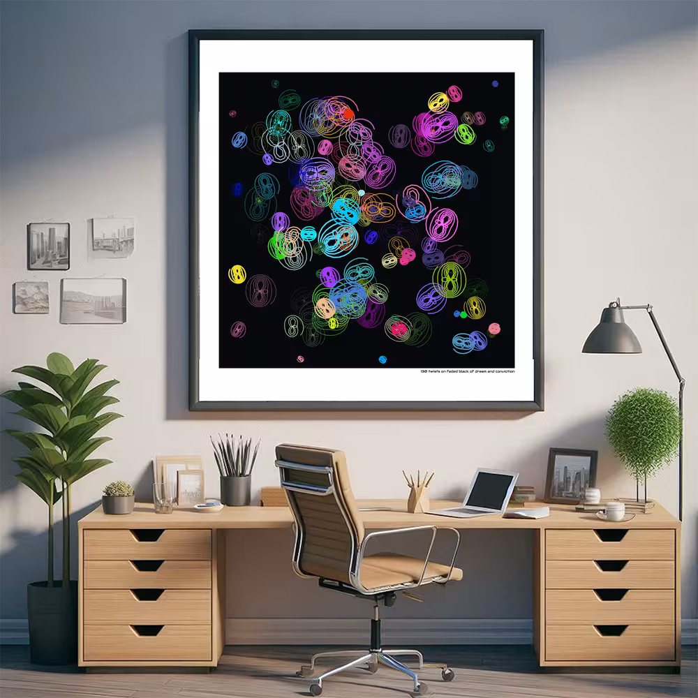 130 twists on faded black of dream and conviction in room setting